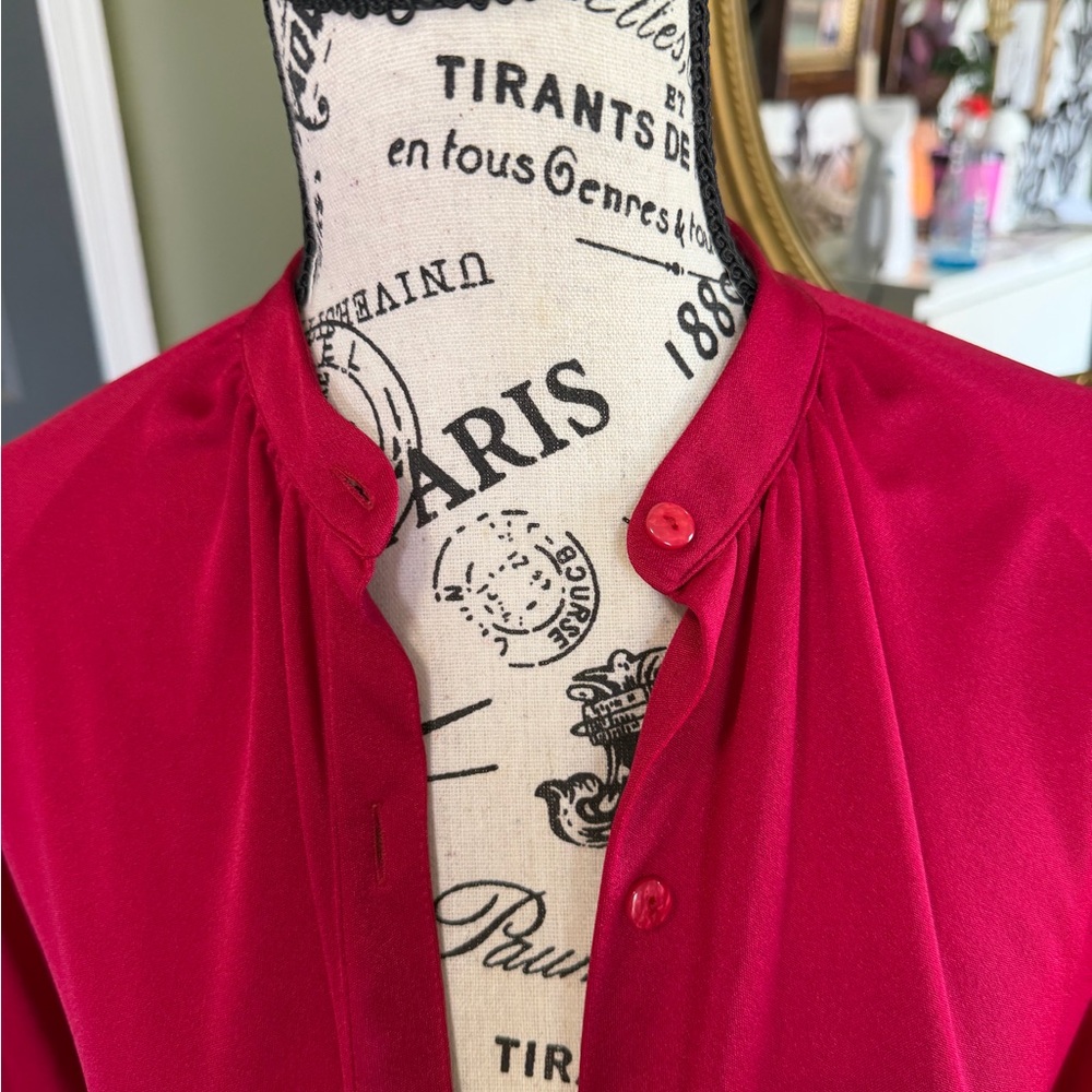 Vintage Halston Heritage Bold Fuchsia Long Sleeve Dress 2piece - Picture 3 of 11